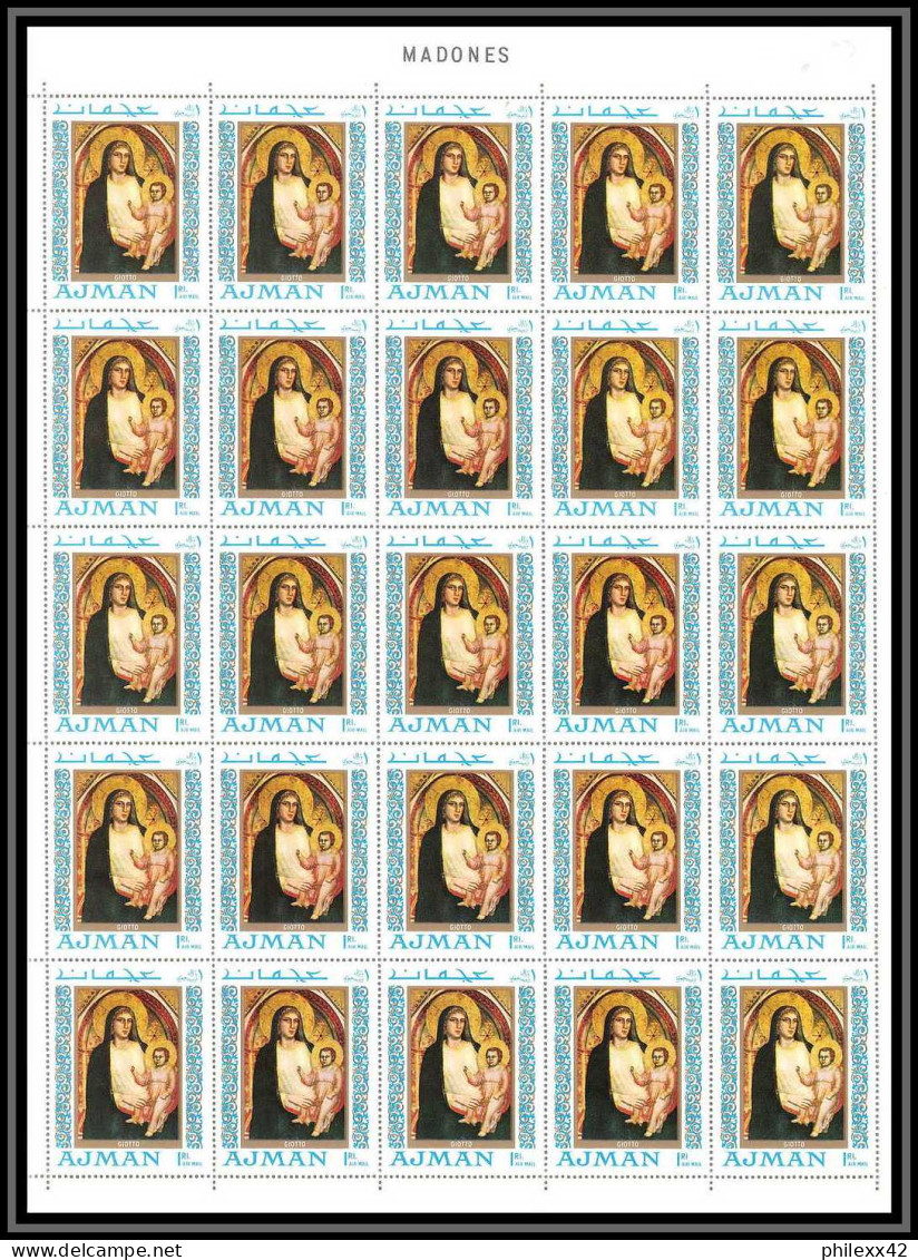 042c - Ajman - MNH ** Mi N° 327 / 331 A Madones Madonna Peinture (painting) Feuille Complète Full Sheet Cote 125 Euros - Ajman