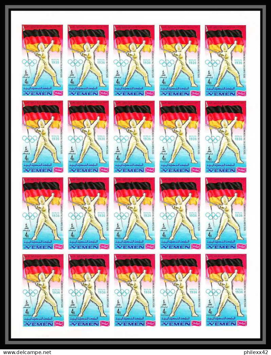 054 - Yemen Royaume - MNH ** Mi N° 520 B Escrime (fencing - Fechten) NON DENTELE Imperforate Feuilles (planches Sheets) - Scherma