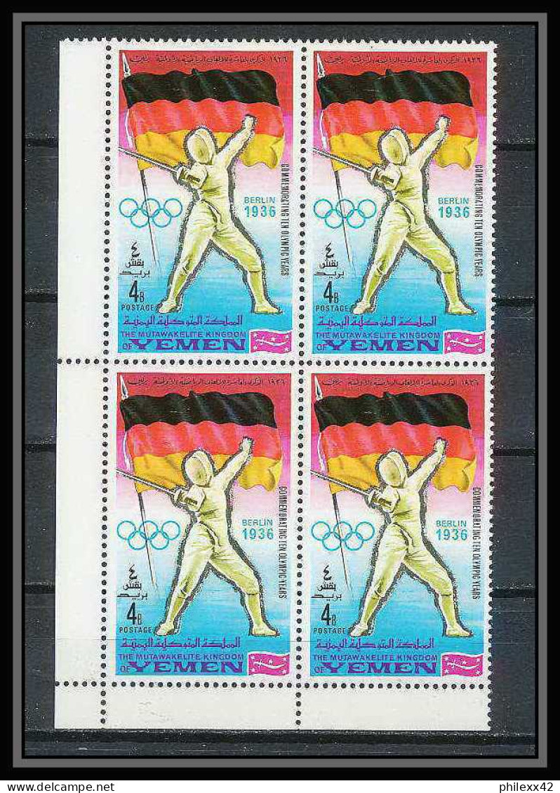 056a - Yemen Royaume - MNH ** Mi N° 520 A Escrime (fencing - Fechten) NON DENTELE Imperforate Bloc 4 - Fencing