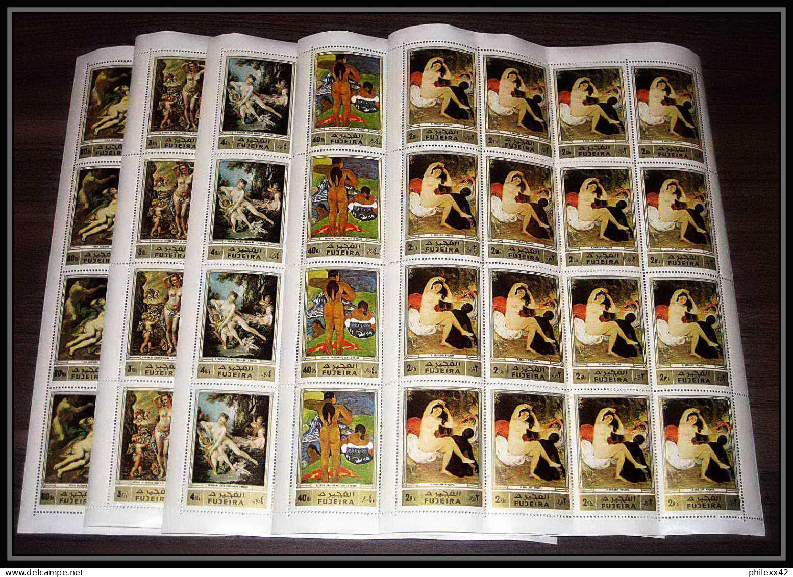 065c - Fujeira - MNH ** Mi N° 1006 /1010 A Tableau (tableaux Gauguin French Paintings) Nus (nudes) Feuilles (sheets) - Impressionisme