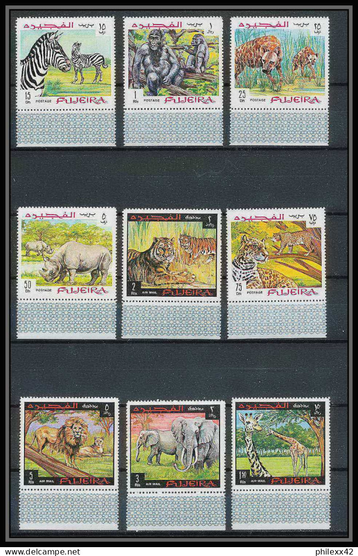 071 - Fujeira - MNH ** Mi N° 302 / 310a Animaux (wild Animals) Lion Elephant Giraffa Tiger Rhinoceros - Gorillas