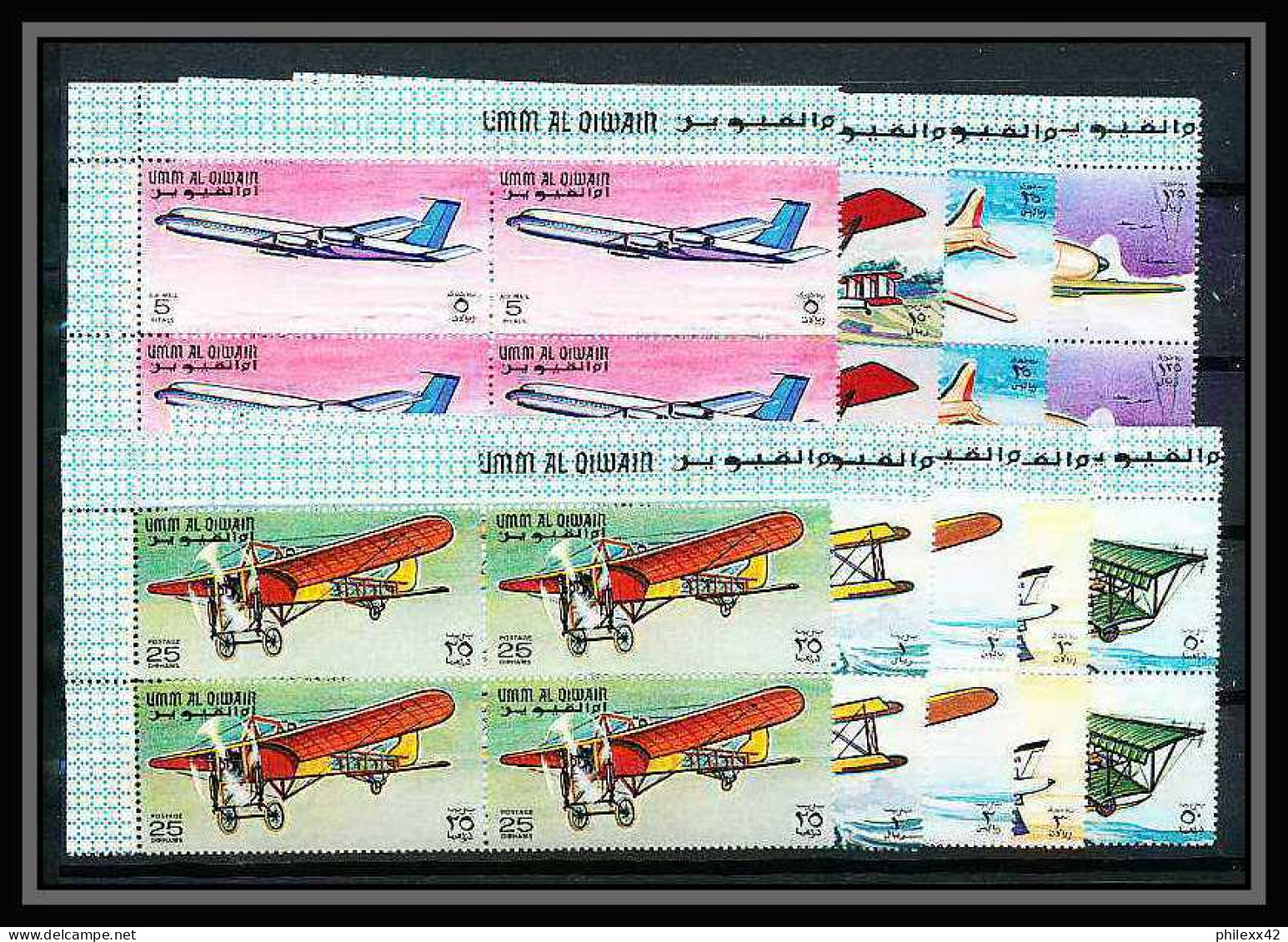 091 - Umm Al Qiwain - MNH ** Mi N° 296 / 304 A The History Of Aviation Avion (plane) Bloc 4 Cote 34 Euros Blériot Vulcan - Umm Al-Qiwain