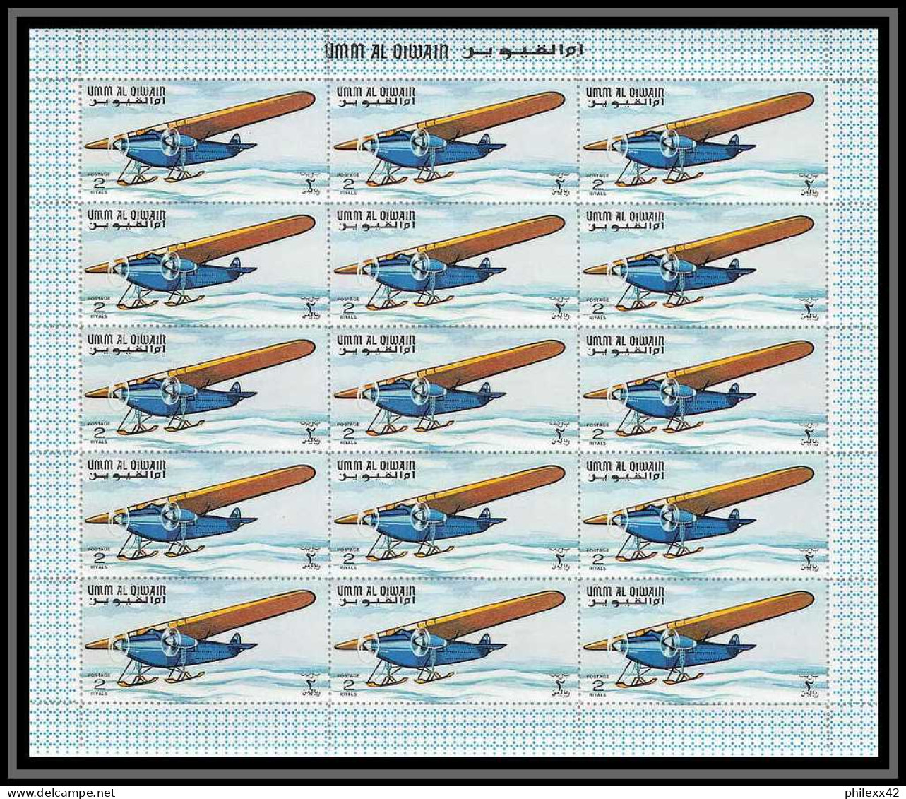 091b - Umm al Qiwain - MNH ** N° 296 / 304 A the history of aviation avion (plane) feuilles (sheets) blériot dc4 boeing