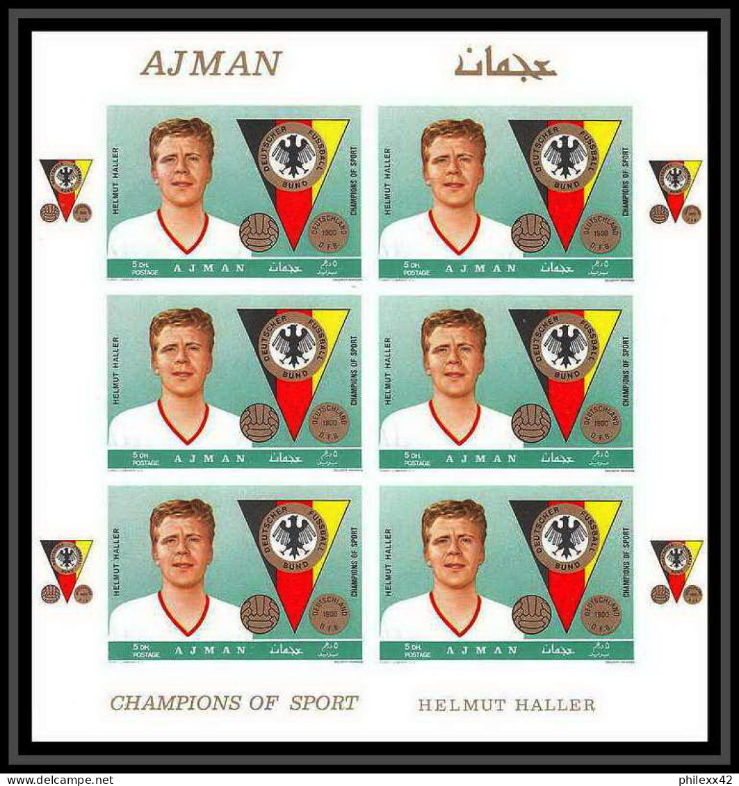 092a - AJMAN - Michel N° 362/367b German Football Soccer Non Dentelé Imperf ** MNH Feuille Complete (full Sheet) - Ajman