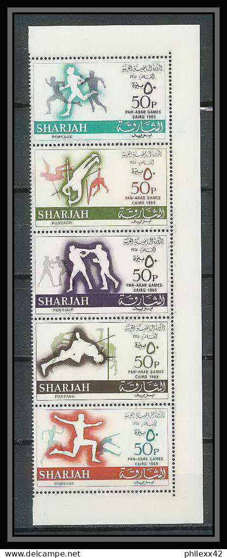 098a - Sharjah - MNH ** Mi N° 193 / 197 A Pan Arab Games Cairo 1965 Boxe Boxiing Jump Pole Vaulting - Boxe