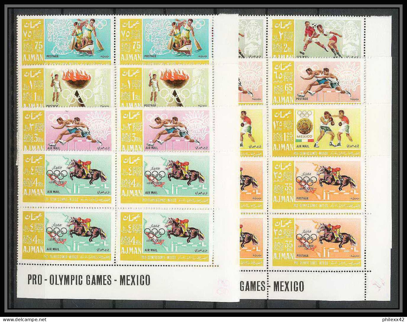 099c - Ajman MNH ** N° 189 / 196 A Jeux Olympiques (summer Olympic Games) Mexico 68 Jumping Bloc 4 Football Soccer - Ajman