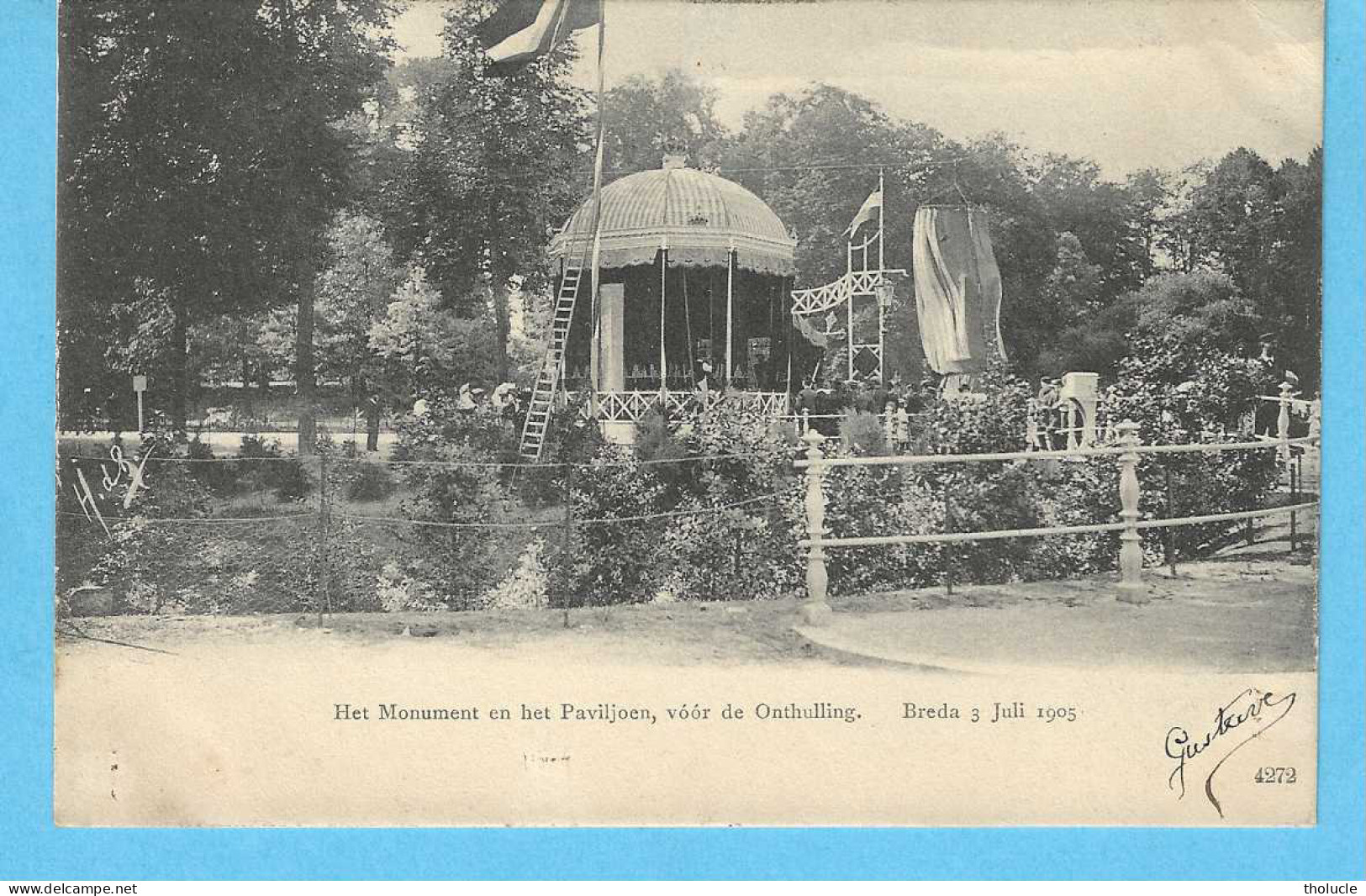 Breda (Noord-Brabant)-3 Juli 1905-Het Monument En Het Paviljoen Voor De Onthulling-Bezoek Van H.M.de Koningin -Très Rare - Breda