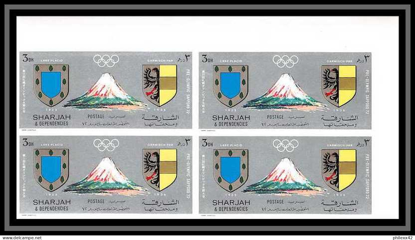 100b Sharjah MNH ** N° 825 / 834 B non dentelé (Imperf) jeux olympiques (winter olympic games) Sapporo 72 bloc 4