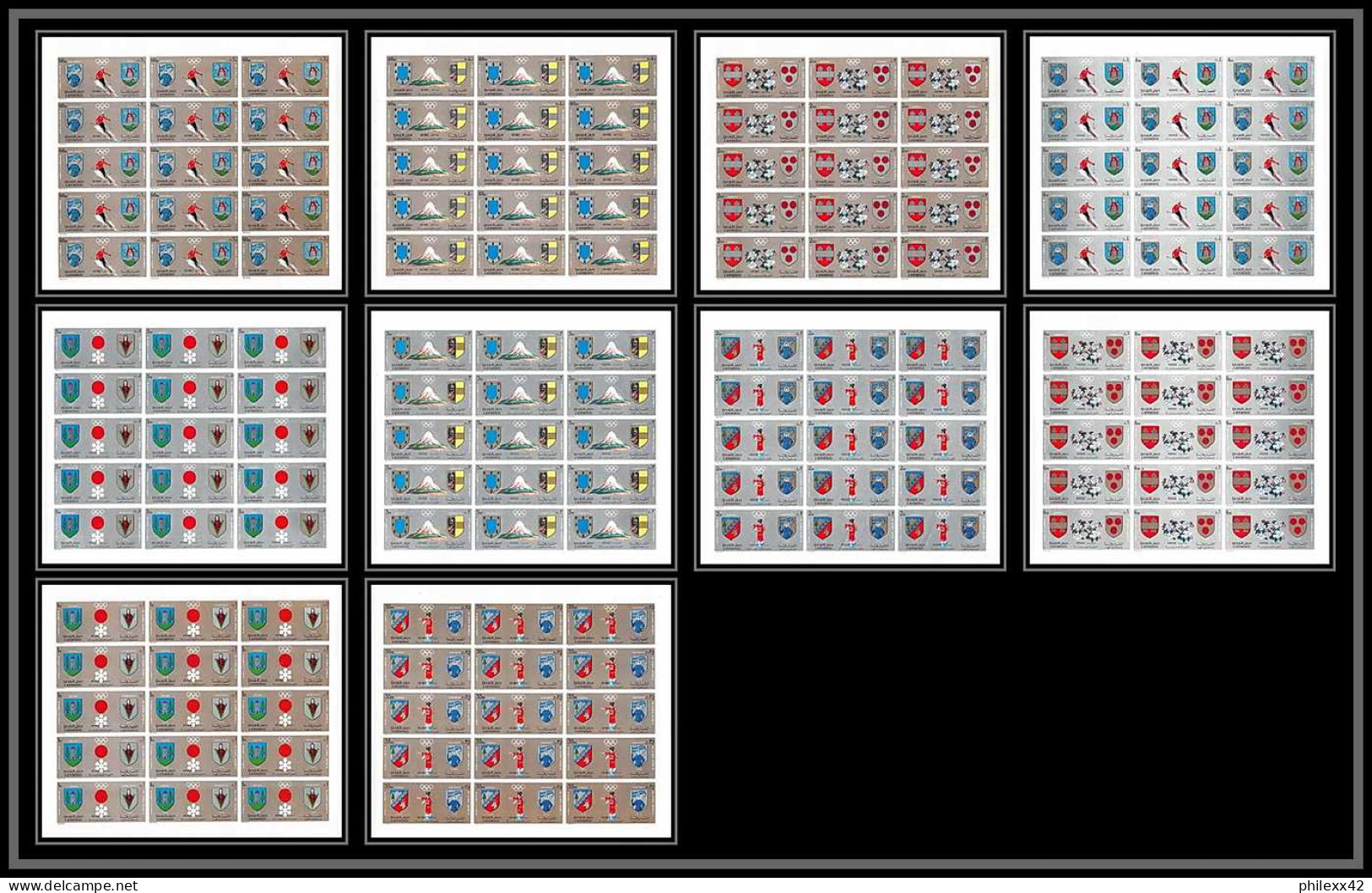 100c Sharjah MNH ** N° 825 / 834 B Non Dentelé (Imperf) Jeux Olympiques (olympic Games) Sapporo 72 Feuilles Sheets - Winter 1972: Sapporo