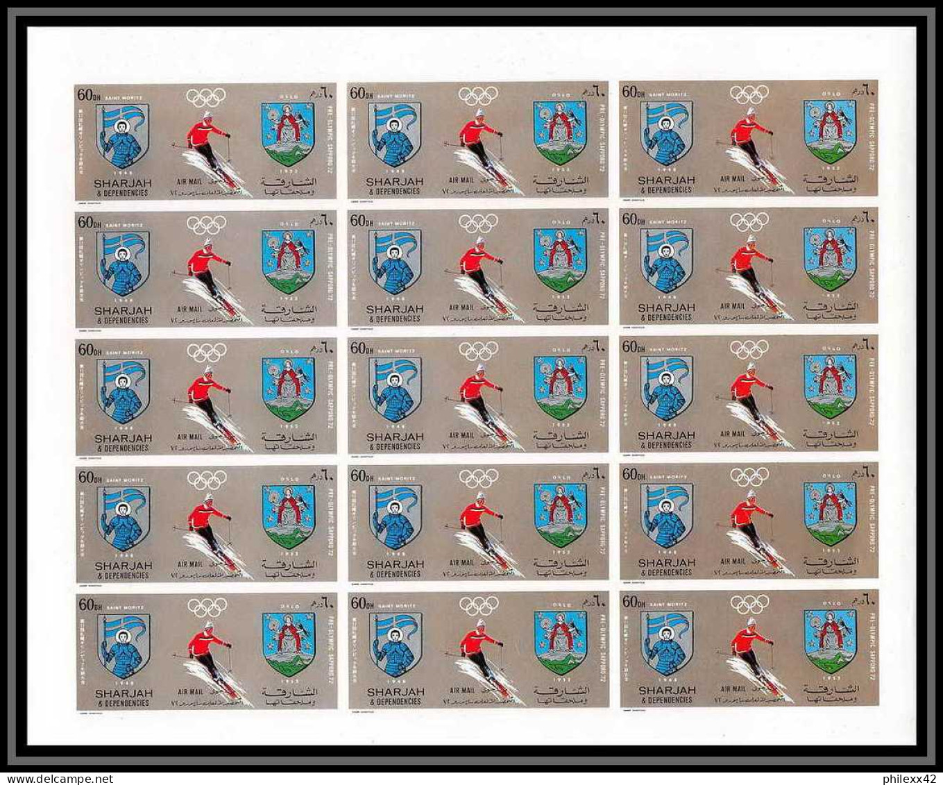 100c Sharjah MNH ** N° 825 / 834 B Non Dentelé (Imperf) Jeux Olympiques (olympic Games) Sapporo 72 Feuilles Sheets - Winter 1972: Sapporo