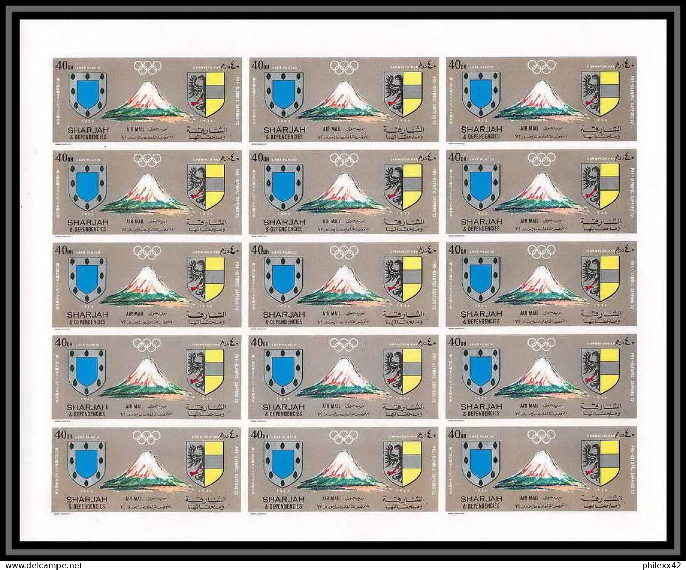 100c Sharjah MNH ** N° 825 / 834 B Non Dentelé (Imperf) Jeux Olympiques (olympic Games) Sapporo 72 Feuilles Sheets - Winter 1972: Sapporo