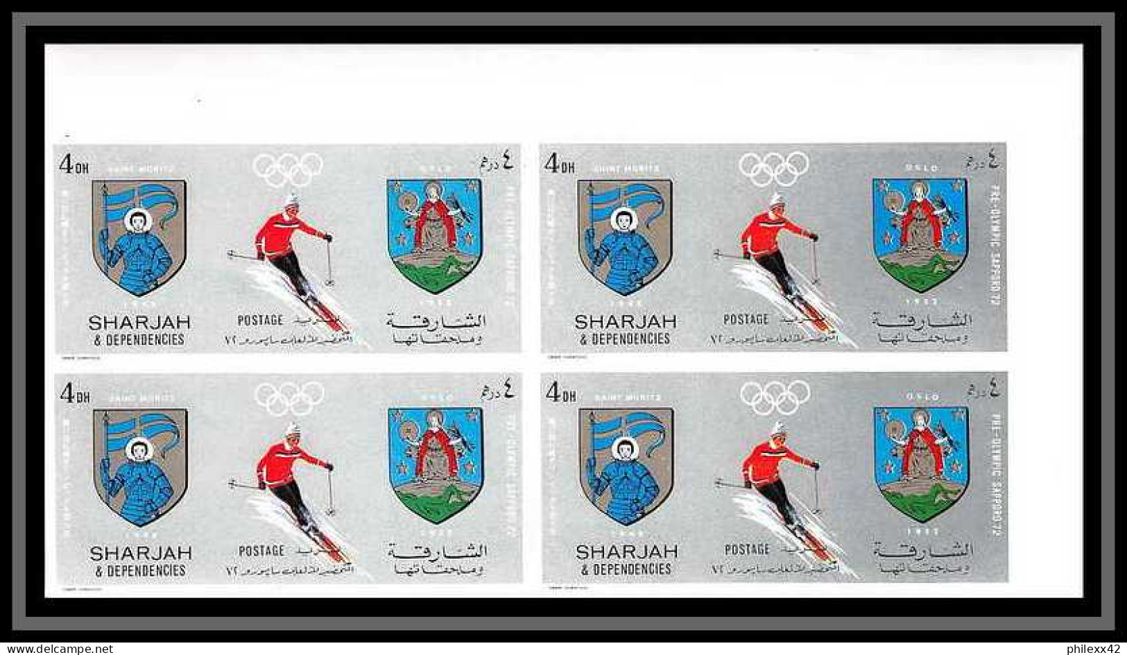 100b Sharjah MNH ** N° 825 / 834 B Non Dentelé (Imperf) Jeux Olympiques (winter Olympic Games) Sapporo 72 Bloc 4 - Invierno 1972: Sapporo