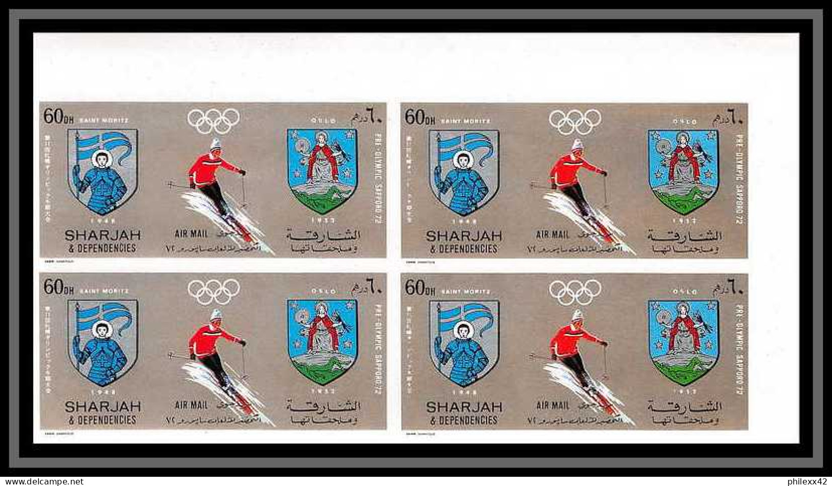 100b Sharjah MNH ** N° 825 / 834 B Non Dentelé (Imperf) Jeux Olympiques (winter Olympic Games) Sapporo 72 Bloc 4 - Winter 1972: Sapporo
