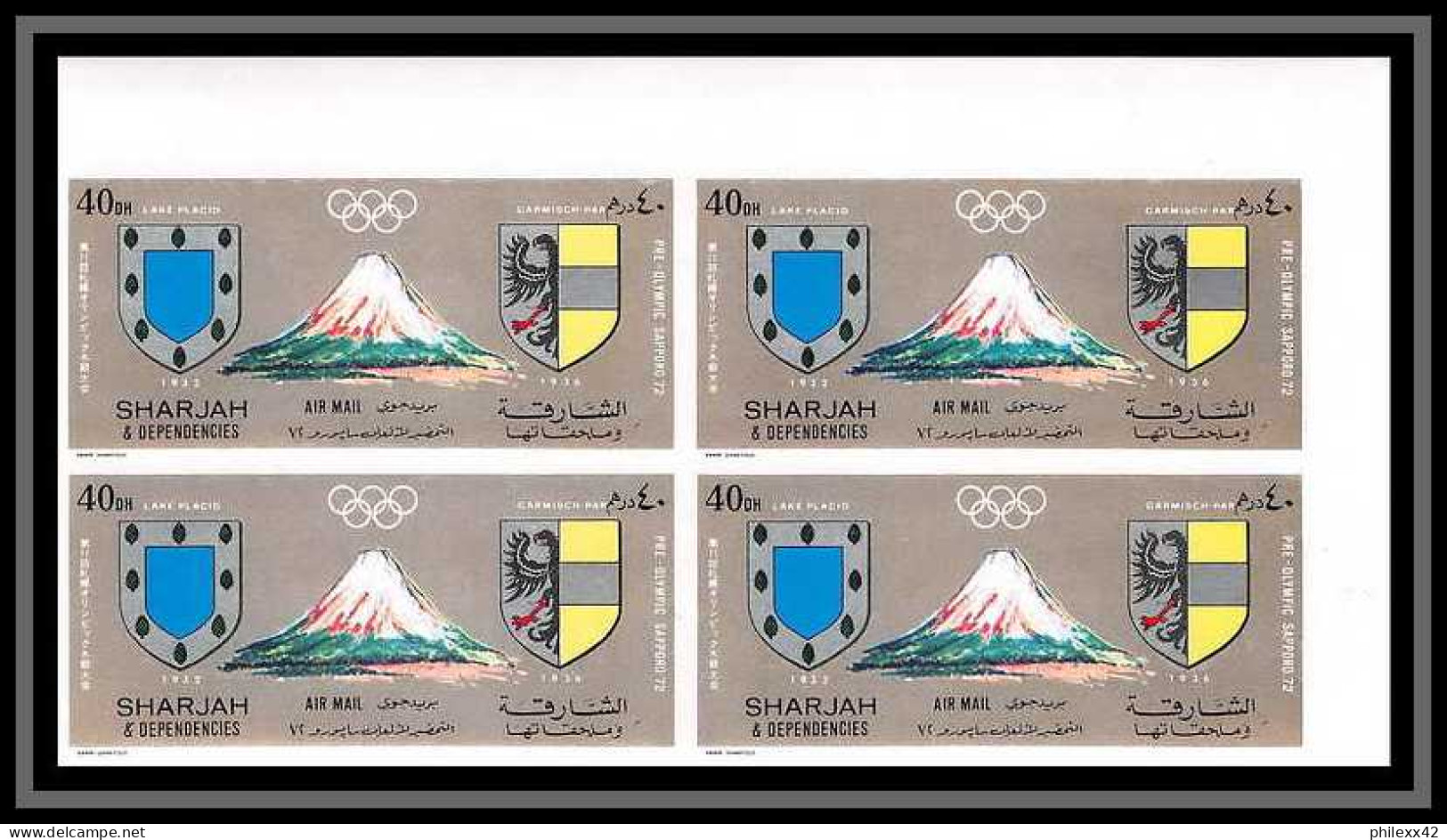 100b Sharjah MNH ** N° 825 / 834 B Non Dentelé (Imperf) Jeux Olympiques (winter Olympic Games) Sapporo 72 Bloc 4 - Invierno 1972: Sapporo