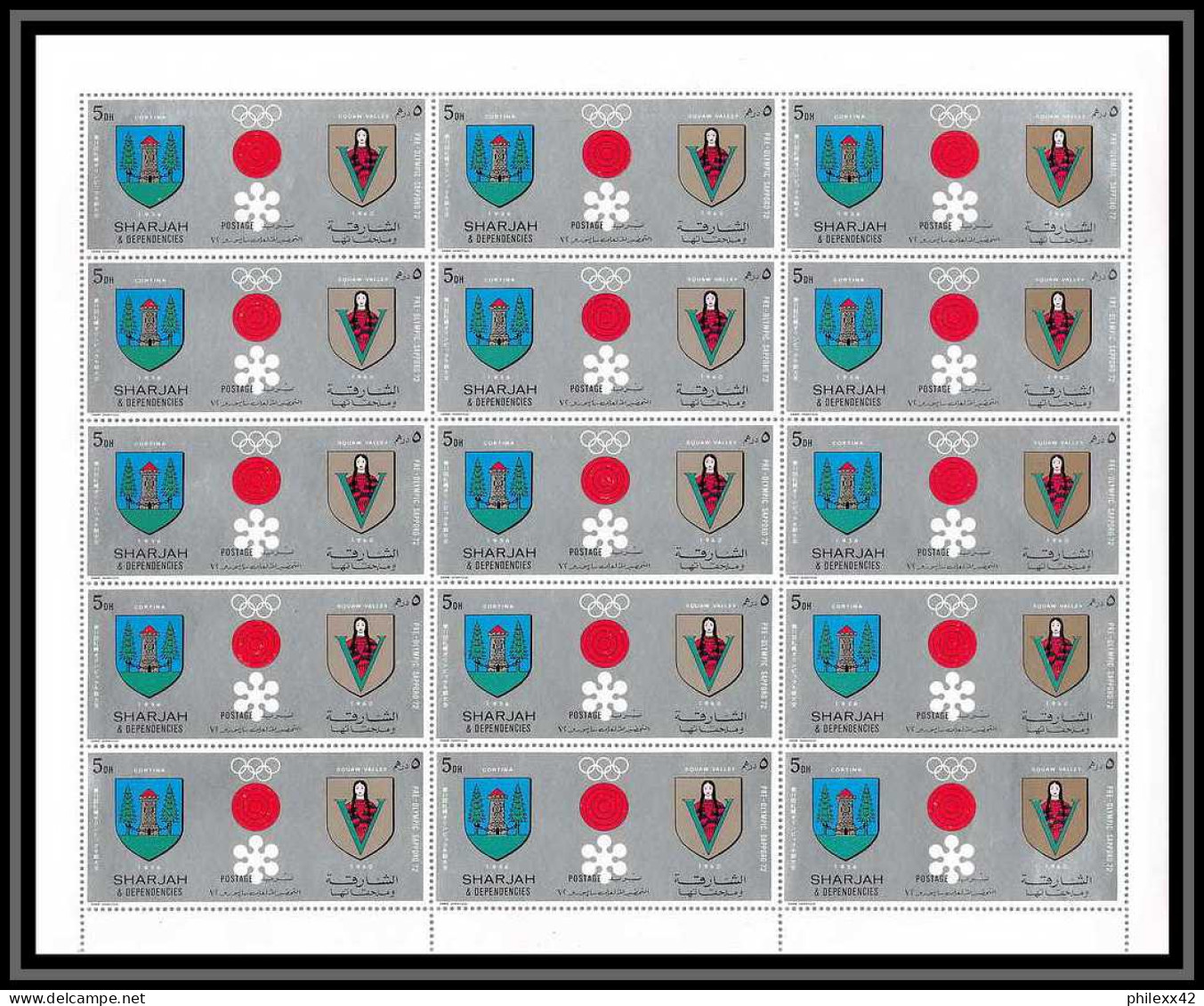 101c Sharjah MNH ** Mi N° 825 / 834 A Jeux Olympiques (winter Olympic Games) Sapporo 72 Feuilles (sheets) - Winter 1972: Sapporo