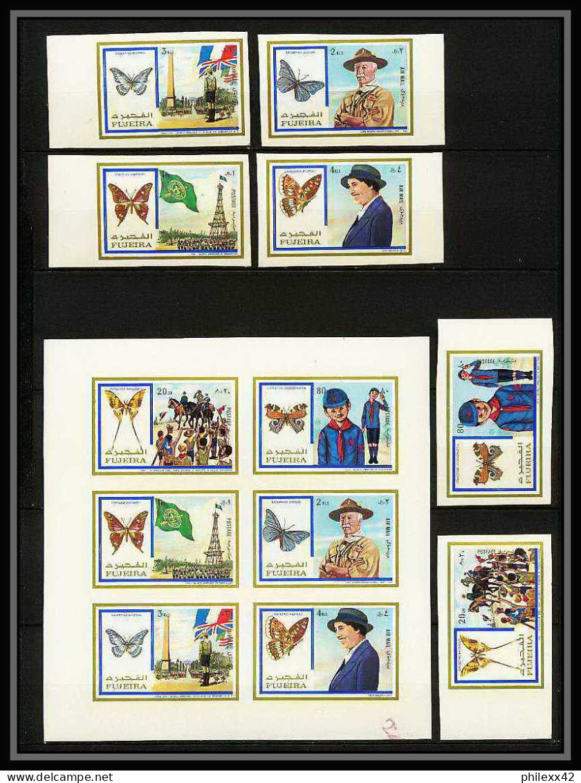 105a Fujeira - MNH ** Mi N° 999/1004 B + Serie NON DENTELE Imperf Scout (scouting - Jamboree) Papillon (butterflies) - Fujeira
