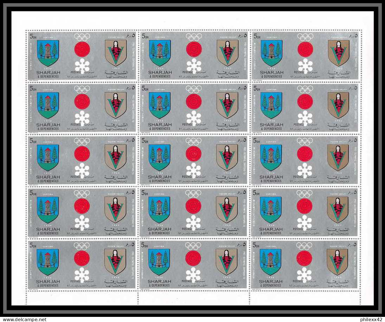 101c Sharjah MNH ** Mi N° 825 / 834 A Jeux Olympiques (winter Olympic Games) Sapporo 72 Feuilles (sheets) - Sharjah