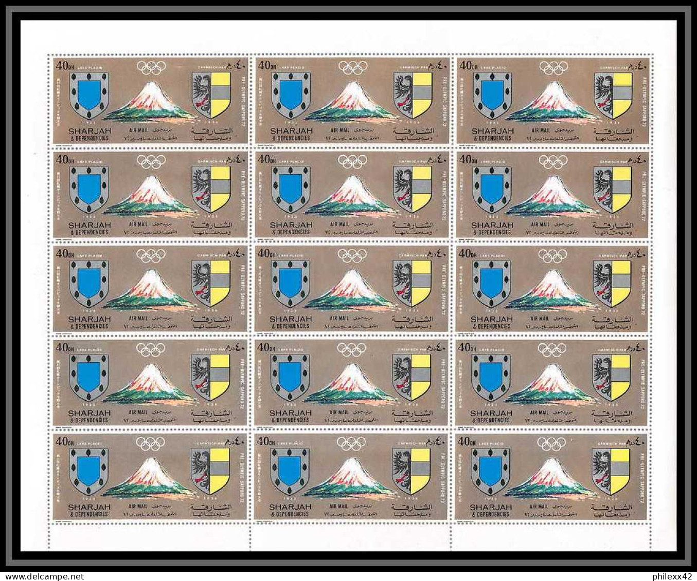 101c Sharjah MNH ** Mi N° 825 / 834 A jeux olympiques (winter olympic games) Sapporo 72 feuilles (sheets)