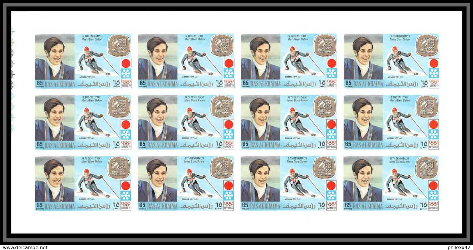 113e Ras Al Khaima MNH ** Mi N° 731 / 736 B Non Dentelé (Imperf) Jeux Olympiques (olympic) Sapporo Feuilles Sheets - Winter 1972: Sapporo