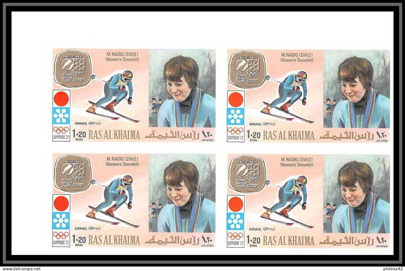 113a - 113c - Ras Al Khaima MNH ** N° 731/736 B Non Dentelé (Imperf) Jeux Olympiques (olympic Games) Bloc 4 - Winter 1972: Sapporo