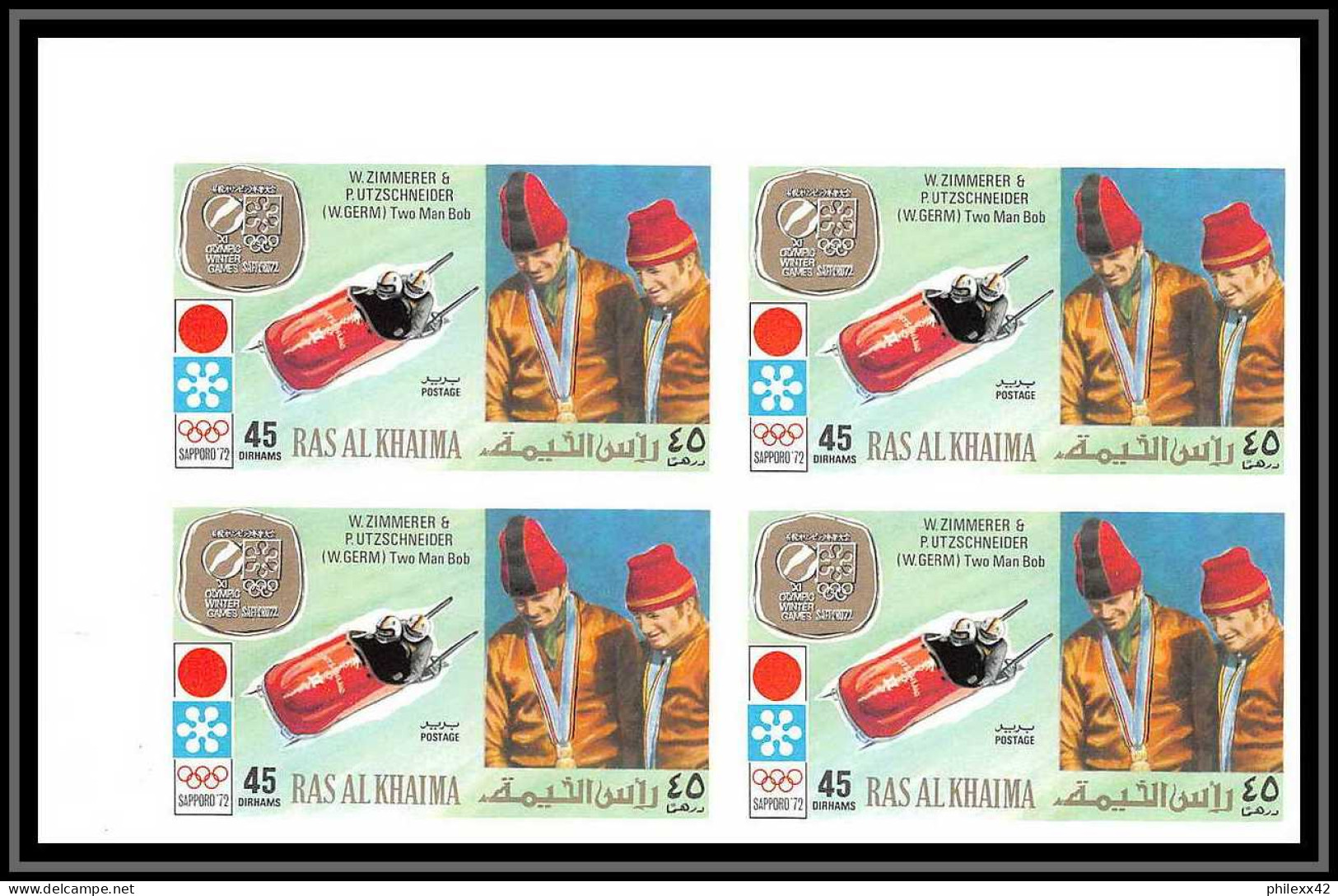 113a - 113c - Ras Al Khaima MNH ** N° 731/736 B non dentelé (Imperf) jeux olympiques (olympic games) bloc 4