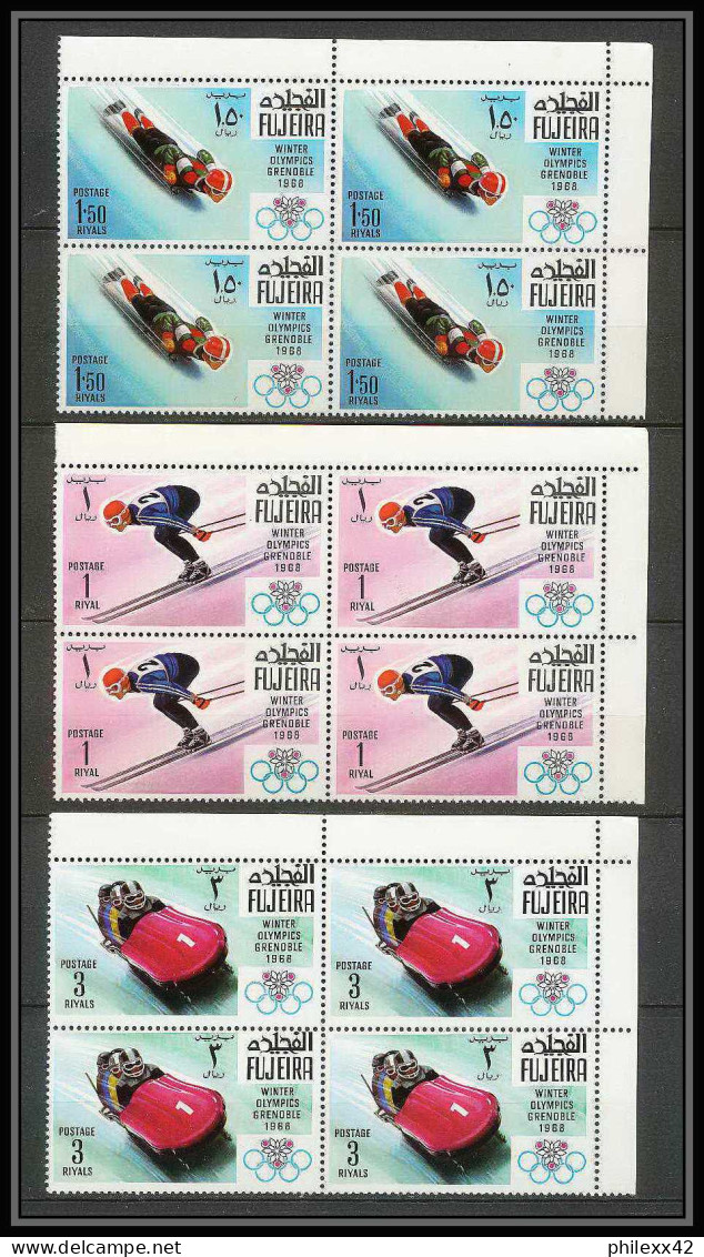 129a - Fujeira MNH ** Mi N° 214 / 220 A Jeux Olympiques (winter Olympic Games) GRENOBLE 1968 Skating Bob Ski Bloc 4 - Invierno 1968: Grenoble