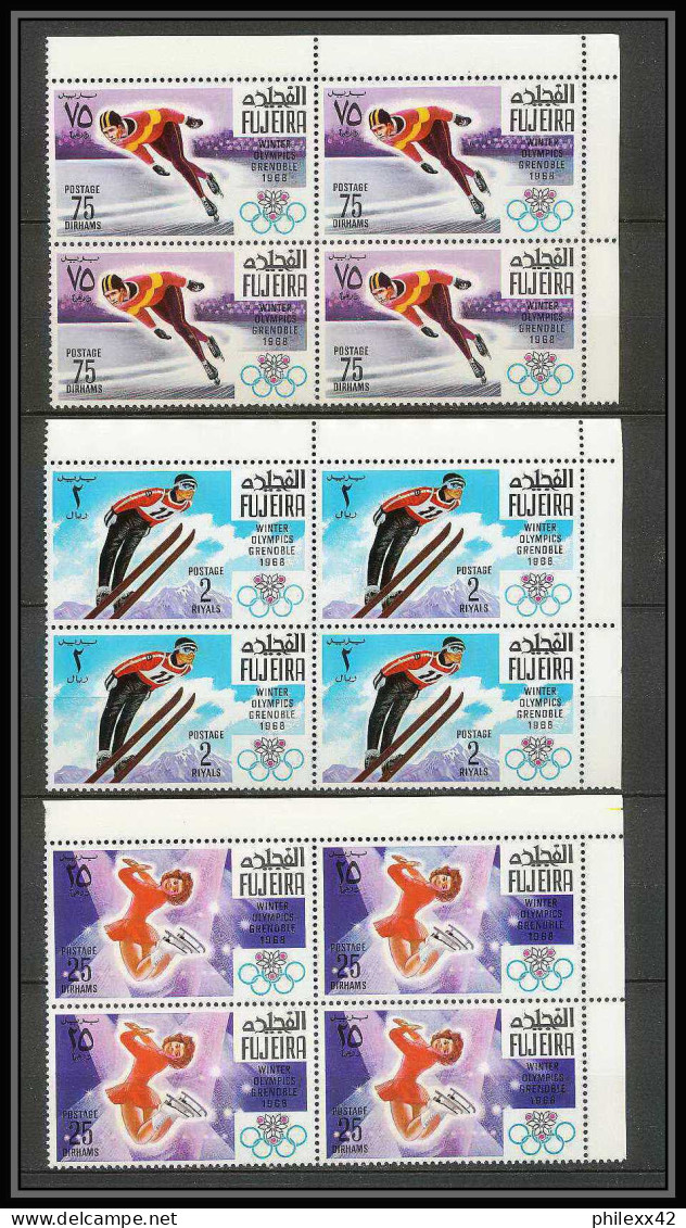 129a - Fujeira MNH ** Mi N° 214 / 220 A Jeux Olympiques (winter Olympic Games) GRENOBLE 1968 Skating Bob Ski Bloc 4 - Invierno 1968: Grenoble