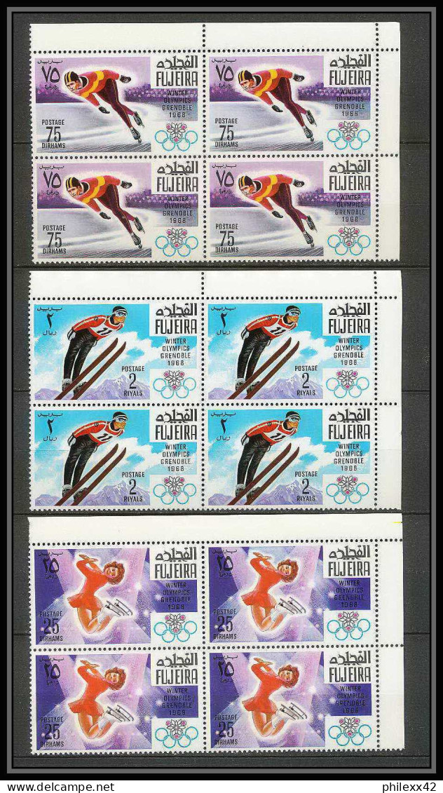 129a - Fujeira MNH ** Mi N° 214 / 220 A Jeux Olympiques (winter Olympic Games) GRENOBLE 1968 Skating Bob Ski Bloc 4 - Hiver 1968: Grenoble