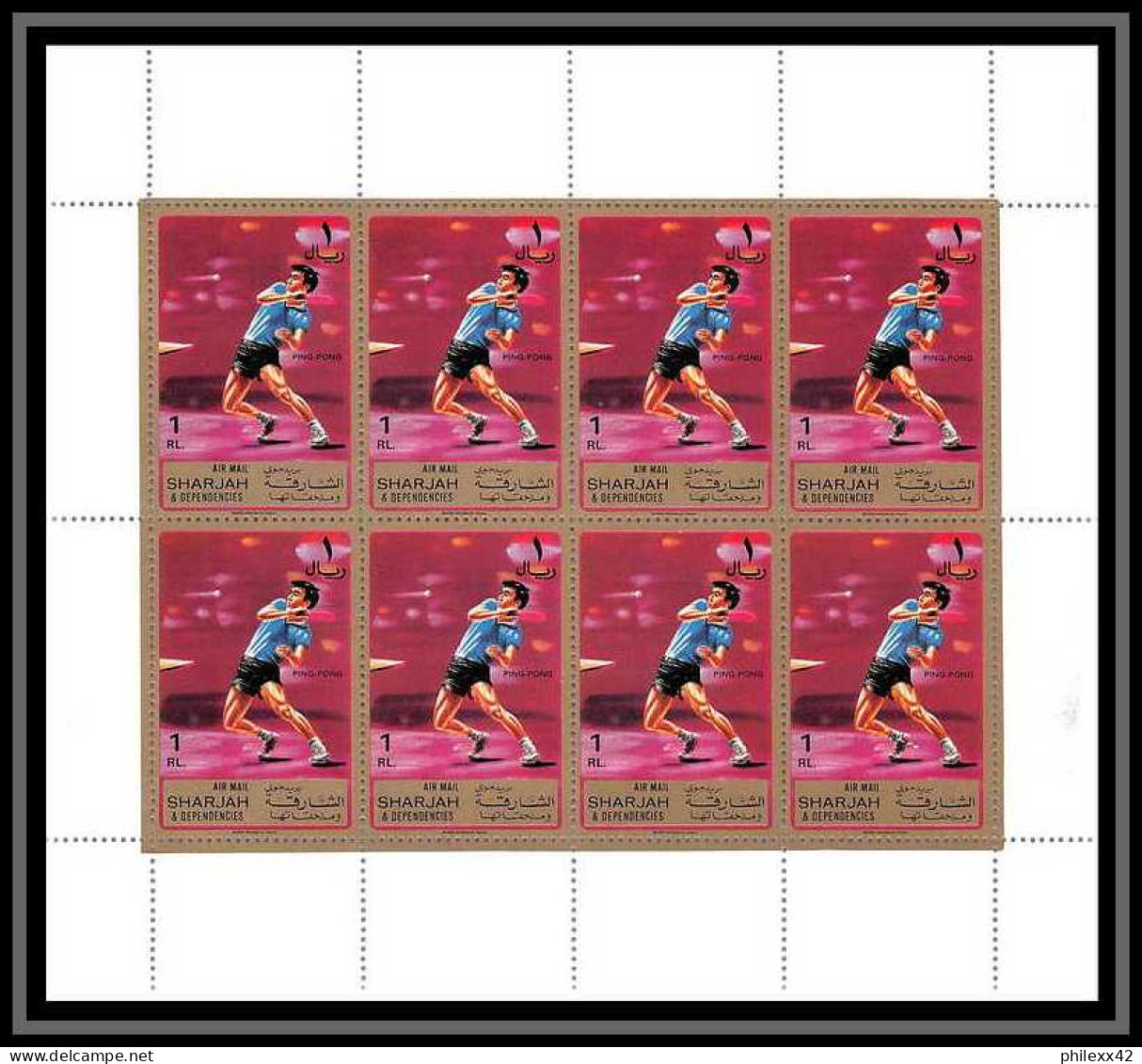 127b - Sharjah MNH ** Mi N° 864 / 873 A Sports / Golf - Tennis De Table Basketball Table Cricket Golf Feuilles (sheets) - Tischtennis