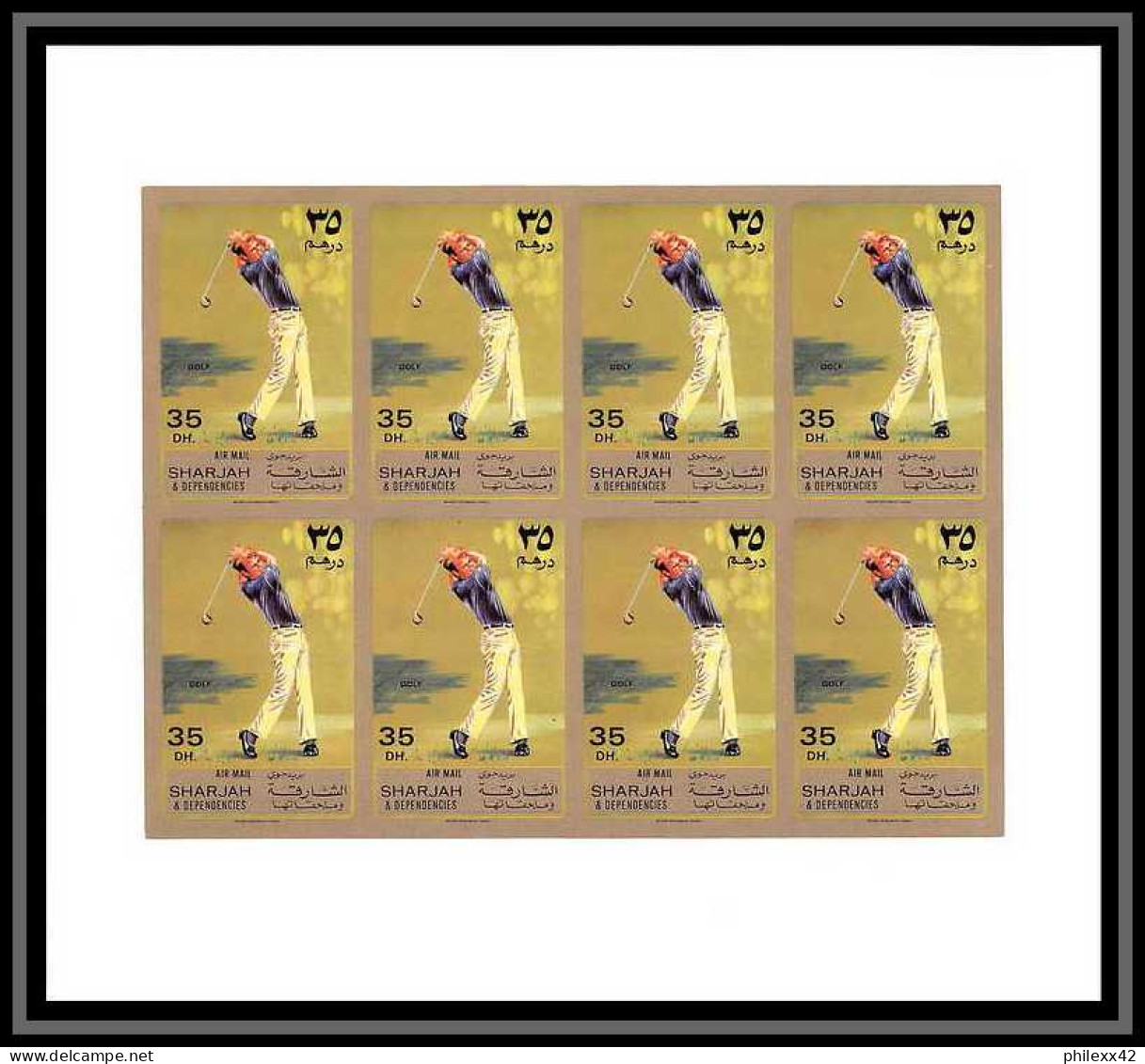 128b - Sharjah MNH ** Mi N° 869 / 873 B Sports / Golf - Tennis Table Cricket Golf Non Dentelé (imperf) Feuilles Sheets - Golf