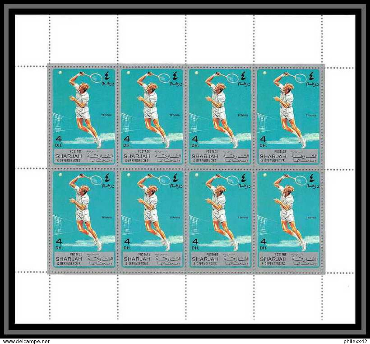 127b - Sharjah MNH ** Mi N° 864 / 873 A sports / golf - tennis de table basketball table cricket golf feuilles (sheets)