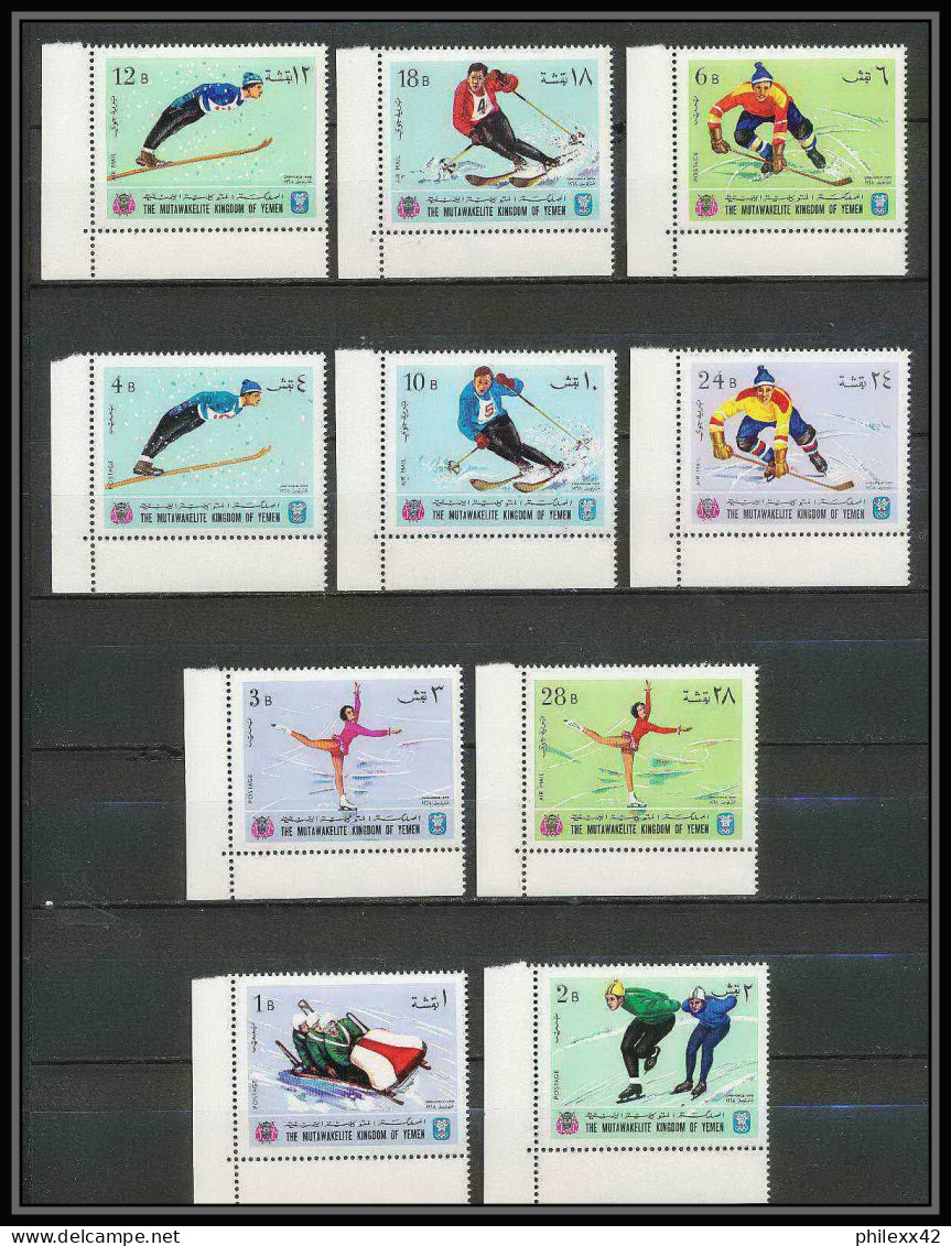 134e - Yemen Royaume MNH ** Mi N° 454 / 463 A Jeux Olympiques (winter Olympic Games) Grenoble 1968 Skating Bob Hockey  - Winter 1968: Grenoble