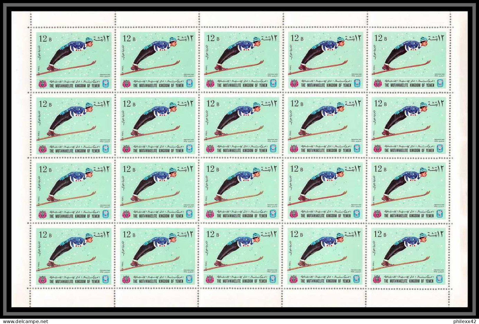 134b - Yemen Royaume MNH ** Mi N° 454 / 463 A Jeux Olympiques (winter Olympic Games) Grenoble 1968 Feuilles (sheets) - Hiver 1968: Grenoble