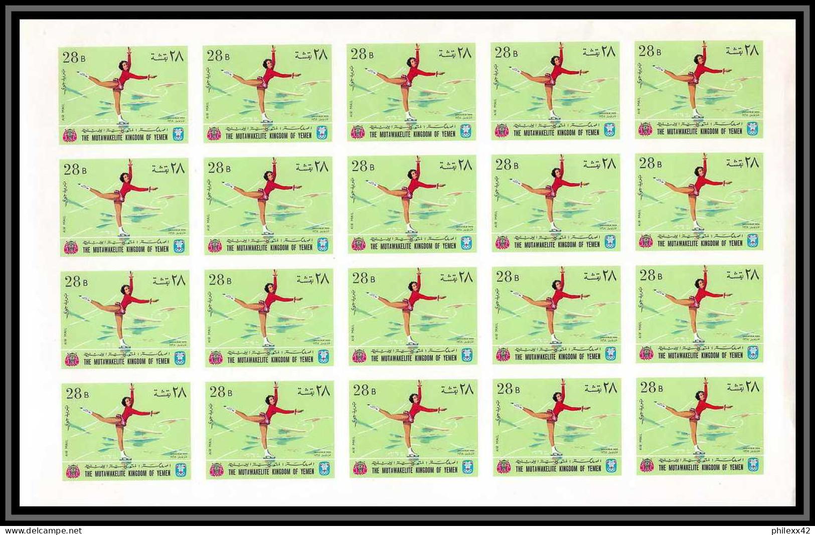 135b Yemen Royaume MNH ** N° 454 / 463 B Jeux Olympiques Olympic Games Grenoble 68 Feuilles (sheets) Non Dentelé (Imperf - Invierno 1968: Grenoble