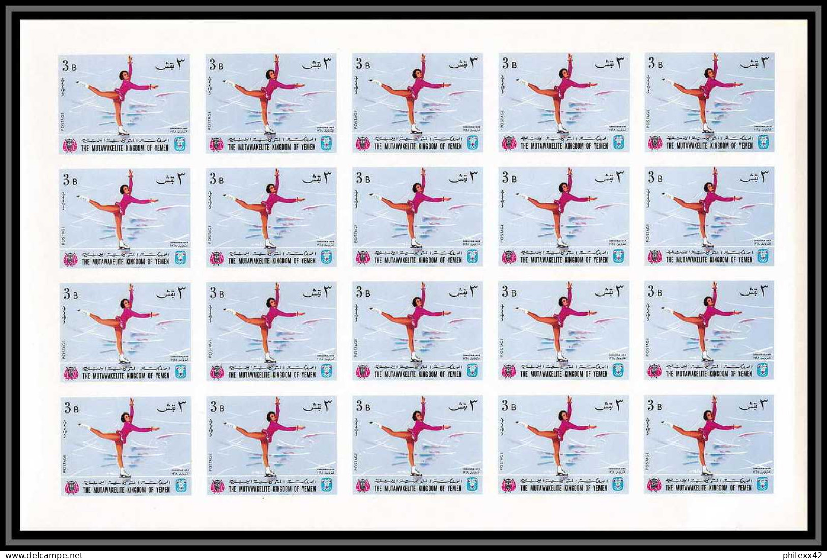 135b Yemen Royaume MNH ** N° 454 / 463 B Jeux Olympiques Olympic Games Grenoble 68 Feuilles (sheets) Non Dentelé (Imperf - Hiver 1968: Grenoble