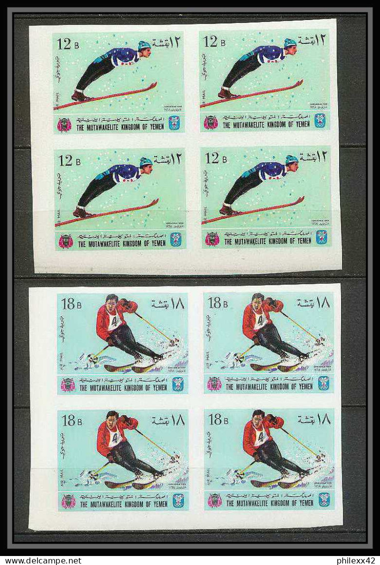 135g Yemen Royaume MNH ** N° 454 / 463 B Jeux Olympiques Olympic Games Grenoble 68 Bloc 4 Non Dentelé (Imperf) - Hiver 1968: Grenoble