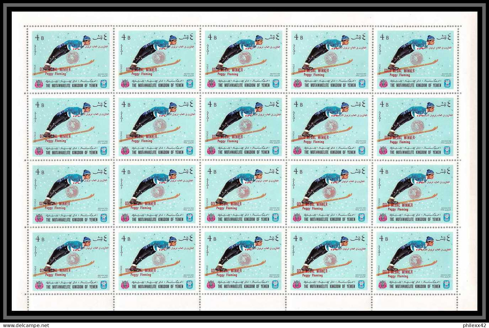 135d - Yemen Royaume MNH ** Mi N° 464 / 473 A Overprint Jeux Olympiques (olympic Games) GRENOBLE 68 Feuilles (sheets) - Winter 1968: Grenoble