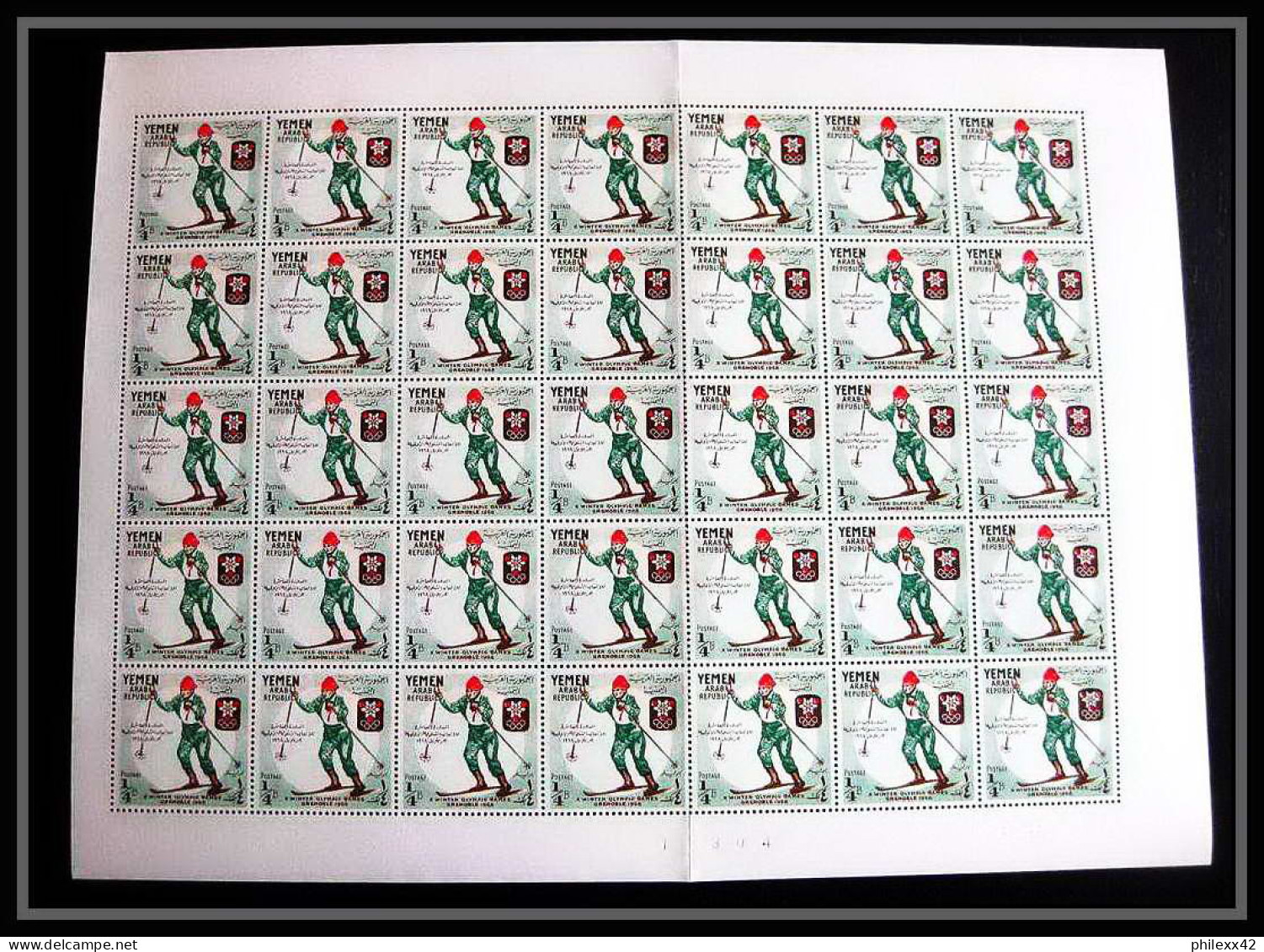 142c - YAR (nord Yemen) MNH ** Mi N° 619 / 623 A Jeux Olympiques (olympic Games) Grenoble 1968 Hockey Feuilles (sheets) - Winter 1968: Grenoble