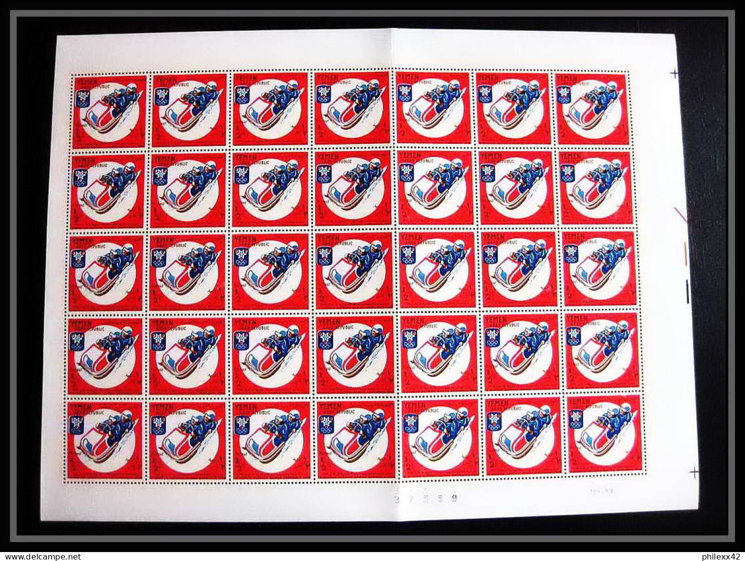 142c - YAR (nord Yemen) MNH ** Mi N° 619 / 623 A Jeux Olympiques (olympic Games) Grenoble 1968 Hockey Feuilles (sheets) - Hiver 1968: Grenoble