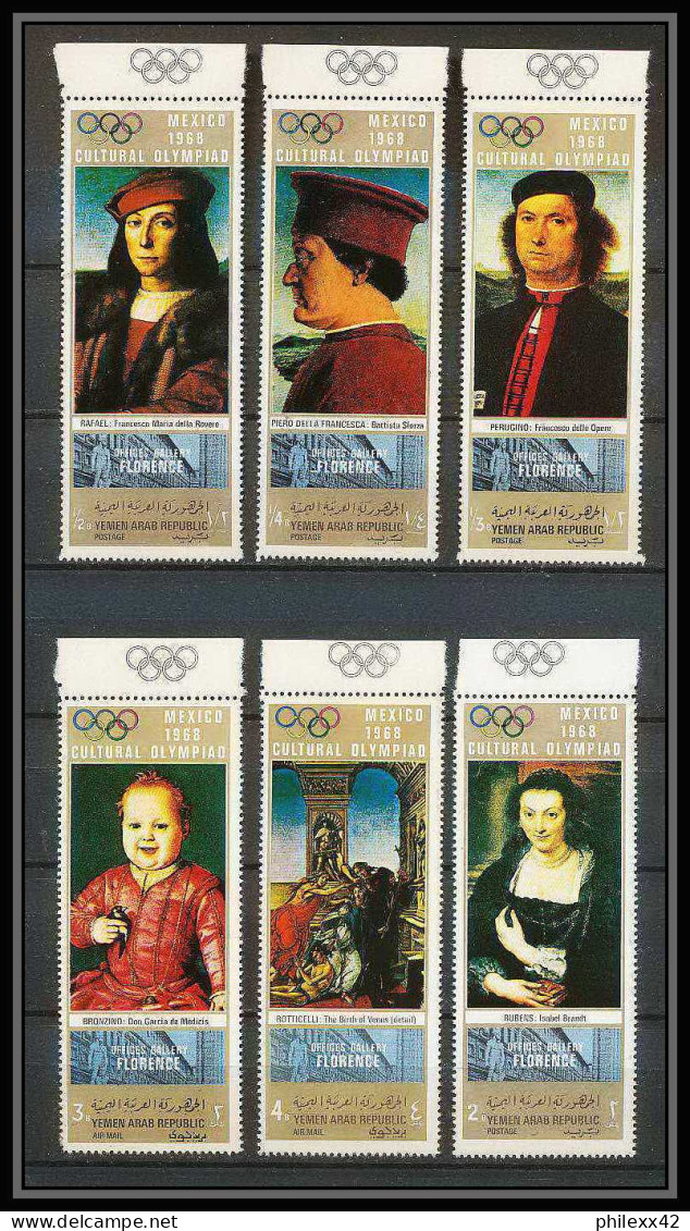 164c - YAR (nord Yemen) MNH ** N° 876 / 881 A Gold Jeux Olympiques (olympic Games) MEXICO 68 Tableau (tableaux Painting) - Yémen