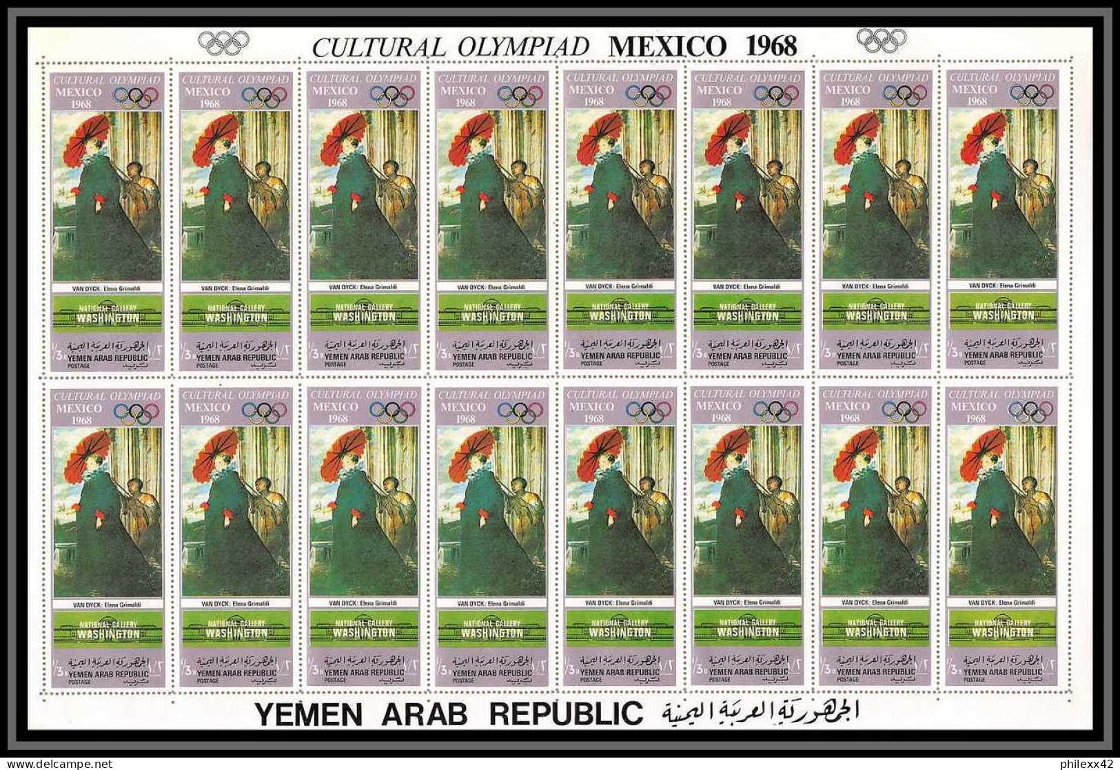 163d YAR (nord Yemen) MNH ** N° 998 / 1003 A Jeux Olympiques (olympic Games) MEXICO (tableaux Painting) Feuilles Sheets - Yémen