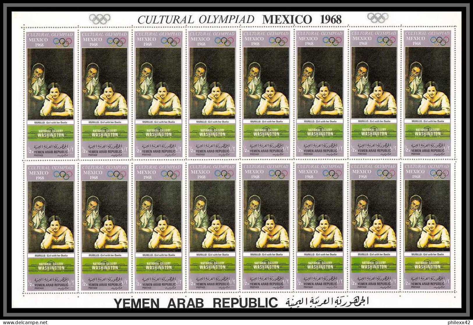 163d YAR (nord Yemen) MNH ** N° 998 / 1003 A Jeux Olympiques (olympic Games) MEXICO (tableaux Painting) Feuilles Sheets - Yémen