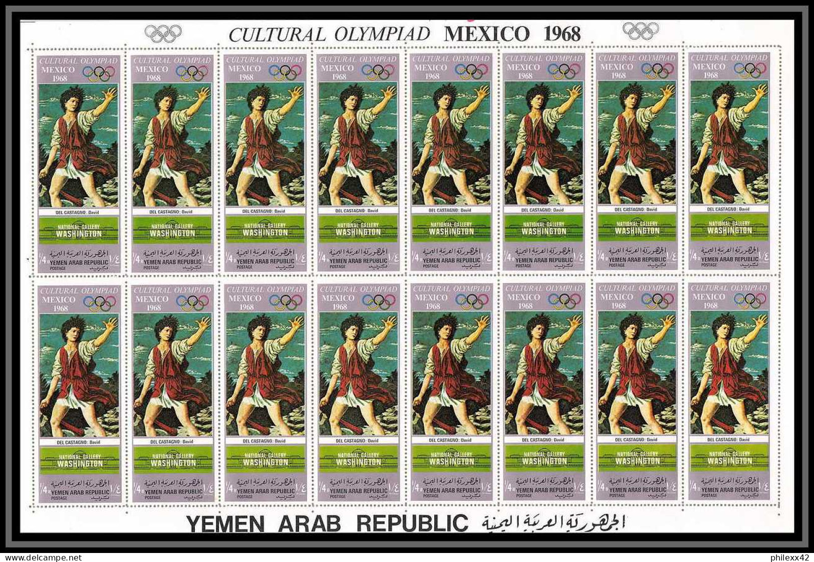 163d YAR (nord yemen) MNH ** N° 998 / 1003 A jeux olympiques (olympic games) MEXICO (tableaux painting) feuilles sheets