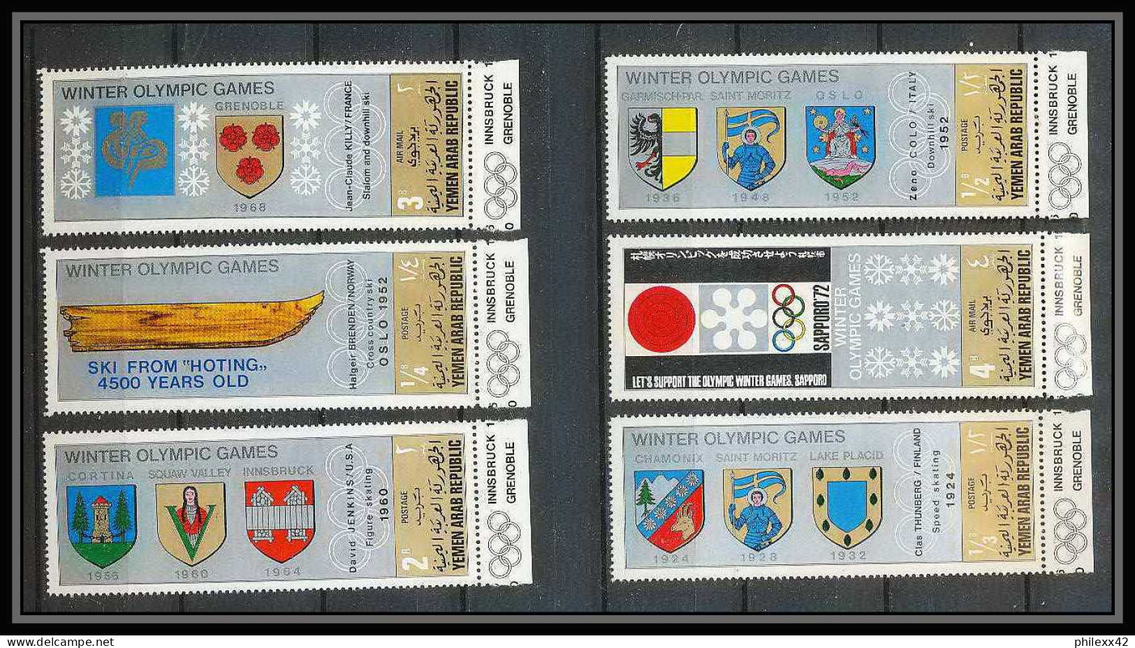 165 - YAR (nord Yemen) MNH ** N° 818 / 823 A Gold Jeux Olympiques (winter Olympic Games) GRENOBLE SAPPORO CORTINA  - Yémen