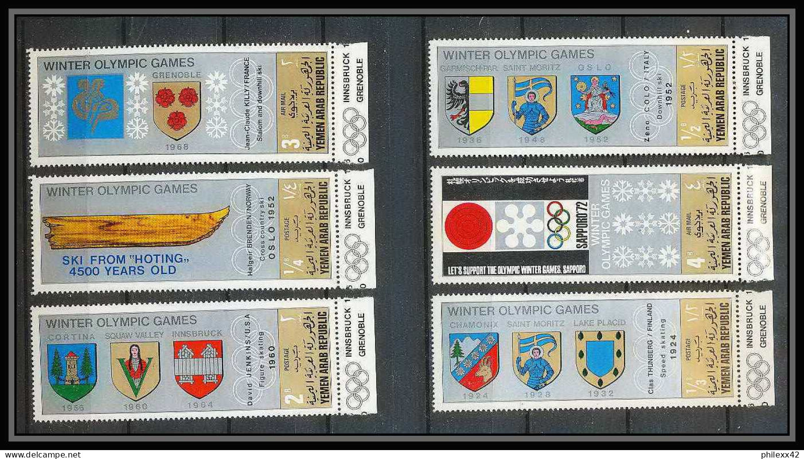 165 - YAR (nord Yemen) MNH ** N° 818 / 823 A Gold Jeux Olympiques (winter Olympic Games) GRENOBLE SAPPORO CORTINA  - Winter 1968: Grenoble