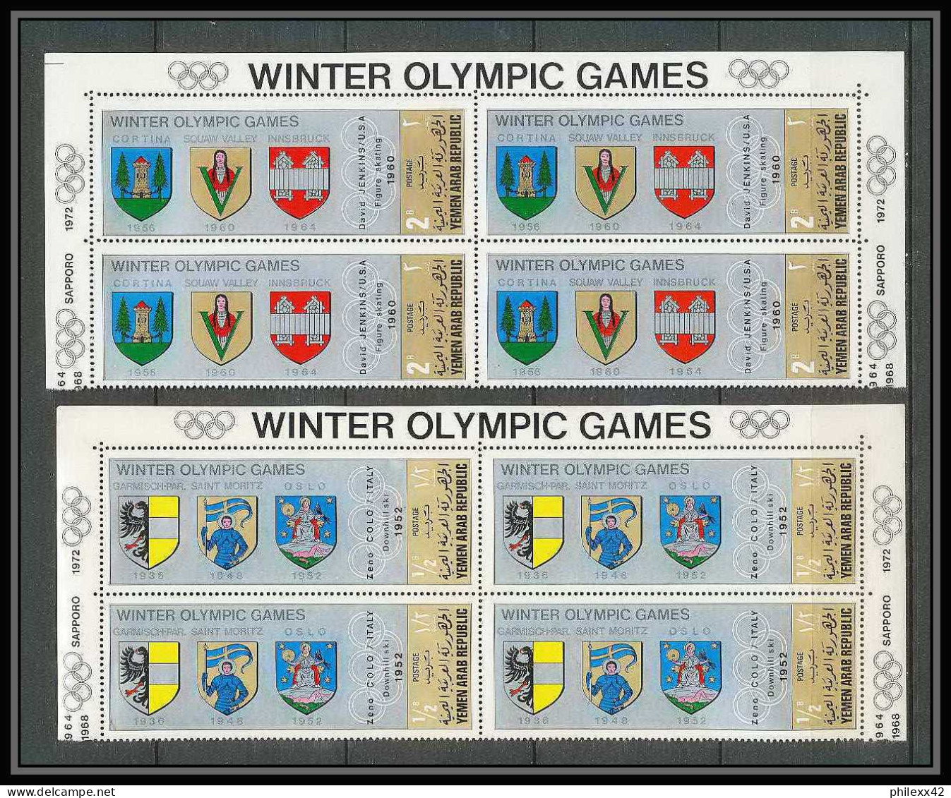 165a - YAR (nord Yemen) MNH ** N° 818 / 823 A Gold Jeux Olympiques (winter Olympic Games) GRENOBLE SAPPORO Bloc 4 - Yémen