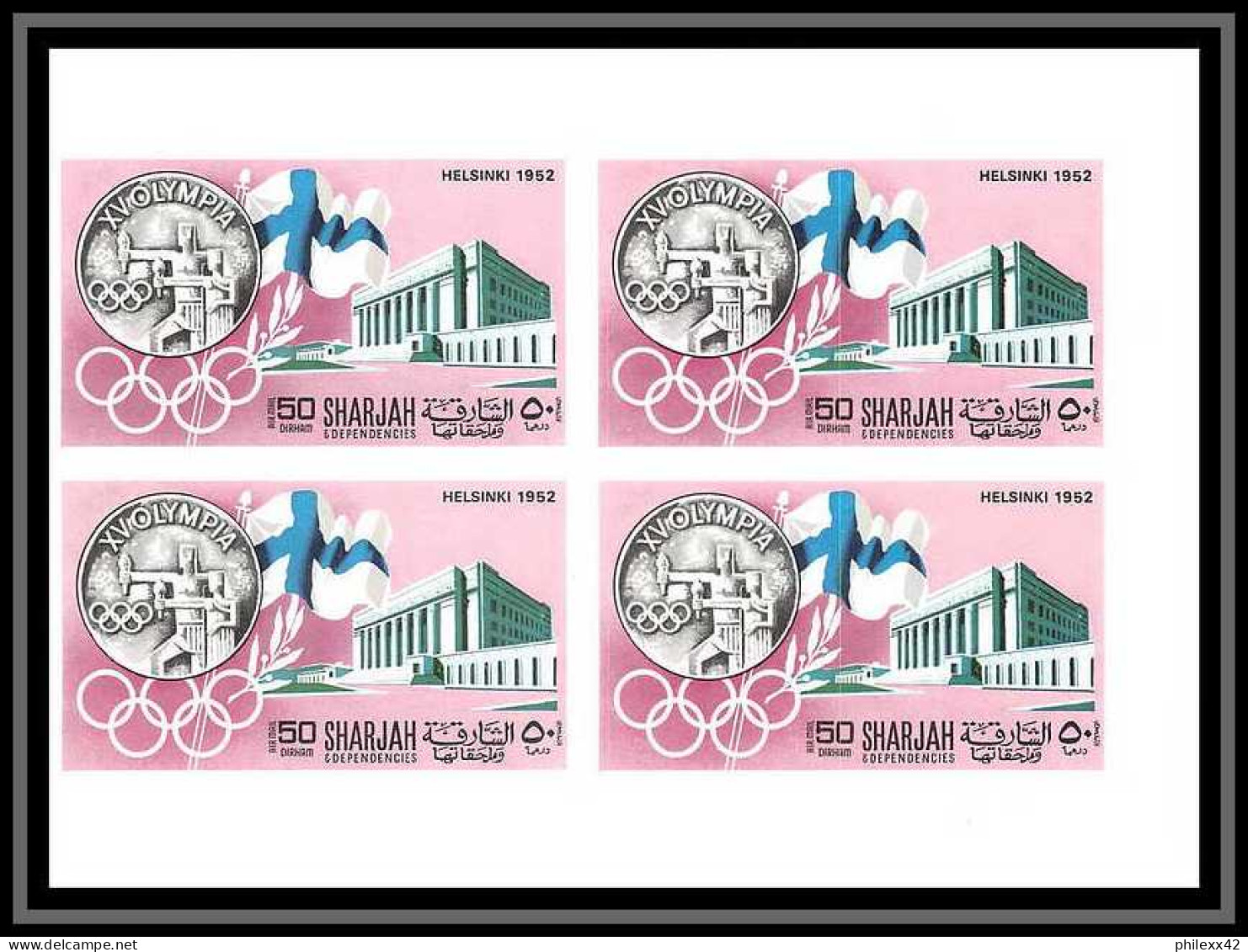 170b Sharjah MNH ** N° 496 / 501 B Jeux Olympiques (history Of The Olympic Games) Mexico Bloc 4 Non Dentelé (Imperf) - Sharjah