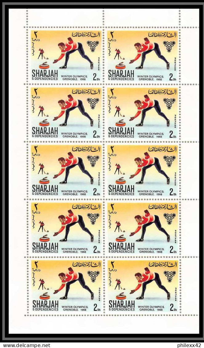 171b - Sharjah MNH ** N° 400 / 407 A jeux olympiques (winter olympic games) grenoble 1968 hockey feuilles (sheets)