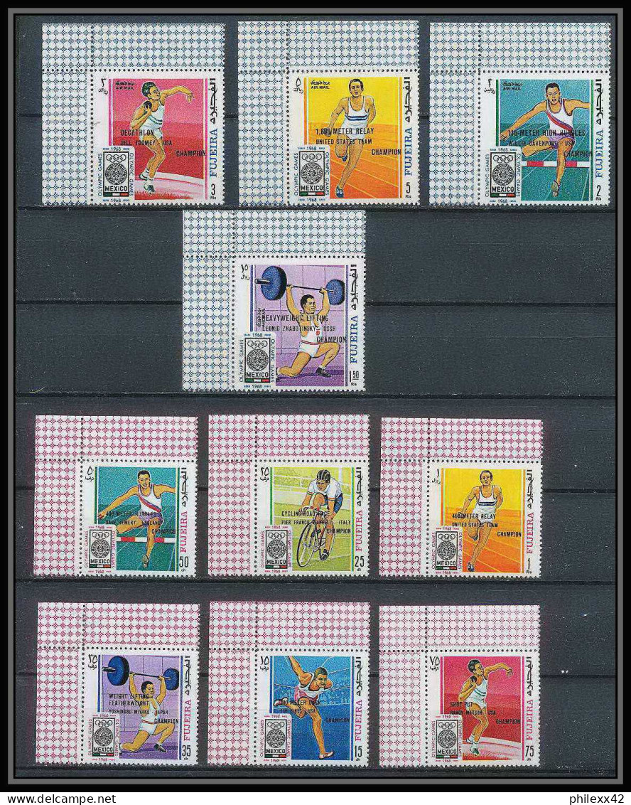 182 - Fujeira MNH ** Mi N° 292 / 301 A Overprint Black Jeux Olympiques (olympic Games) Mexico 68 Cycling Weightlifting - Fujeira
