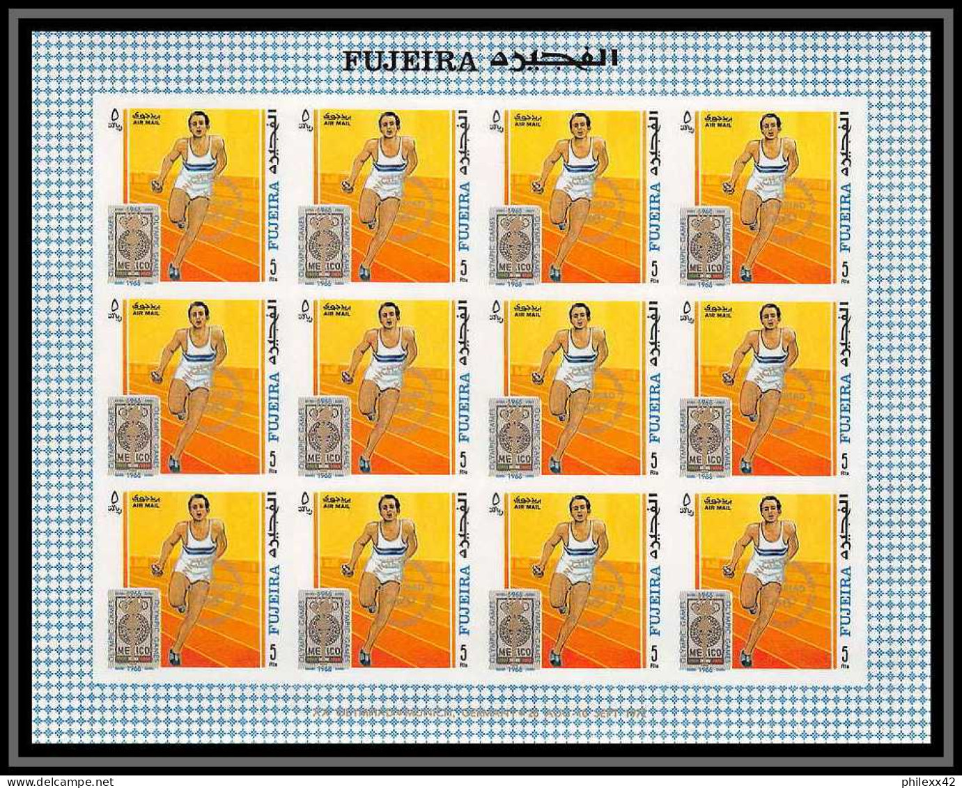181a Fujeira MNH ** N° 320 / 329 B Overprint Non Dentelé (Imperf) Jeux Olympiques Olympic Games Mexico Feuilles (sheets) - Fujeira